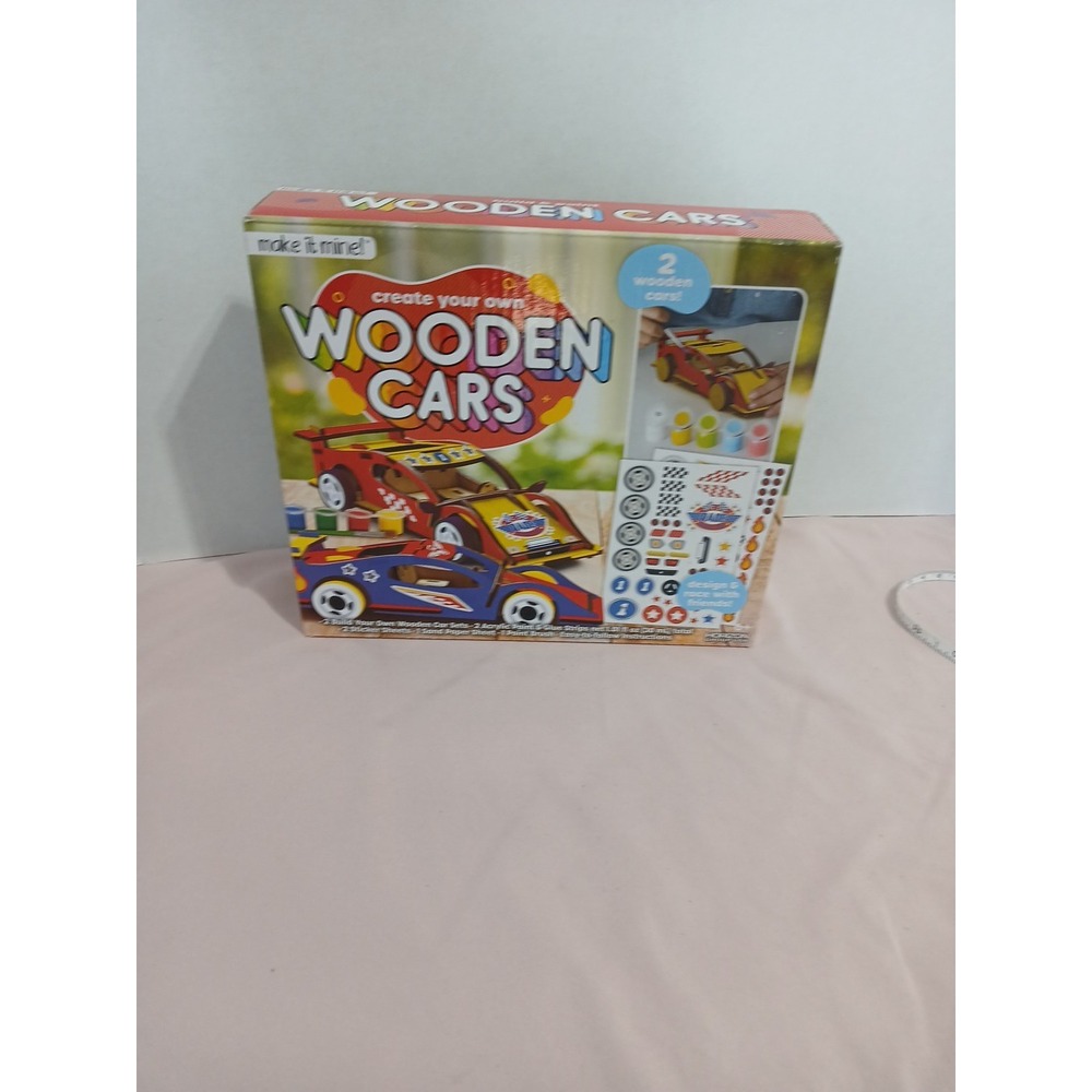 Make it Mine - Create your own Wooden Cars New 2 Pack Paint/stickers Included